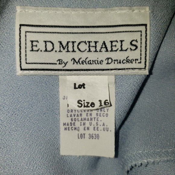 VTG 80s ED Michaels Sleeveless Dress w/Coat 2pc Set Periwinkle Blue Made USA - Picture 11 of 12
